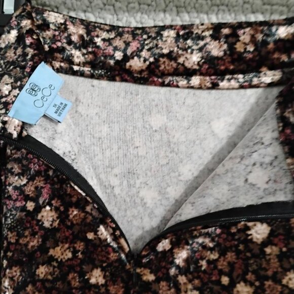 CeCe Black Floral Velvet Wistful Daydream NWT Skirt Size 1X - Picture 5 of 9